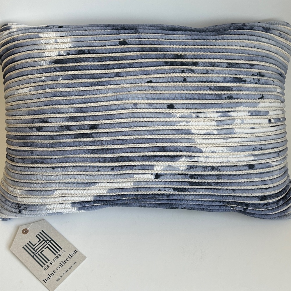 Highline Bedding Inc. Blue White Striped Bolster Home Decor Pillow 14” x 20”